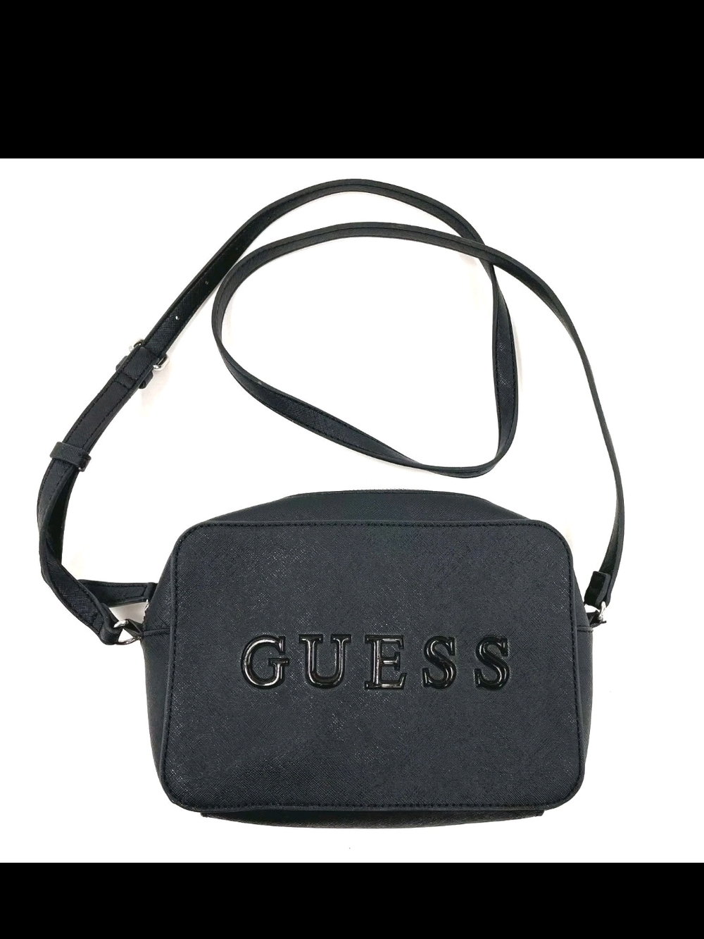 GUESS Los Angeles Rodney Black Faux Leather Camera Bag Crossbody/Shoulder Purse